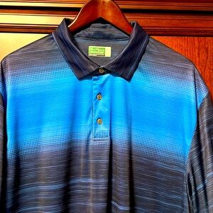Classic Ben Hogan Performance Mens Golf Polo Light Blue & Navy Athletic Shirt!